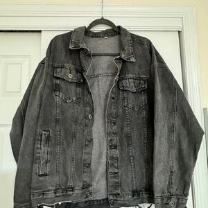 Distressed oversized Black Denim Jacket